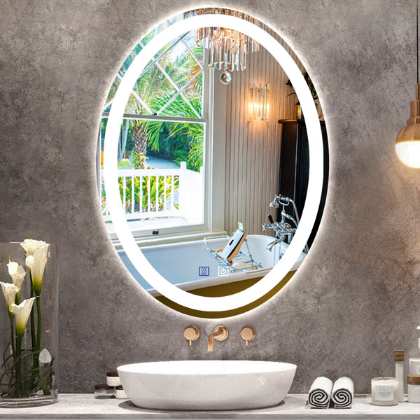 Oval Lighted Bathroom Mirror Rispa